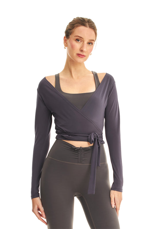 MINERAL GREY BALLERINA WRAP TOP ÜST